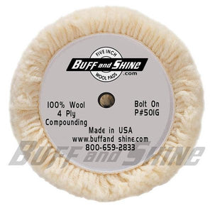 BUFF 501G 5" Natural Wool 4 Ply Twist Grip Pad